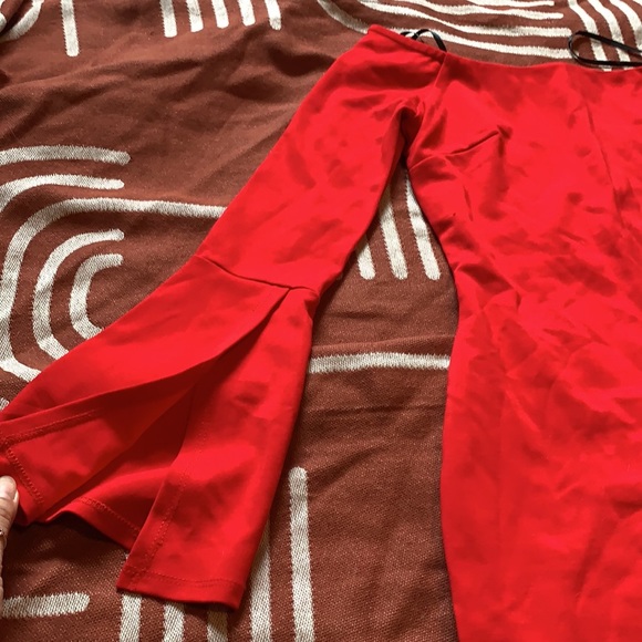 Marseille Red OffShoulder Longsleeve Bodycon Dress - Picture 7 of 12